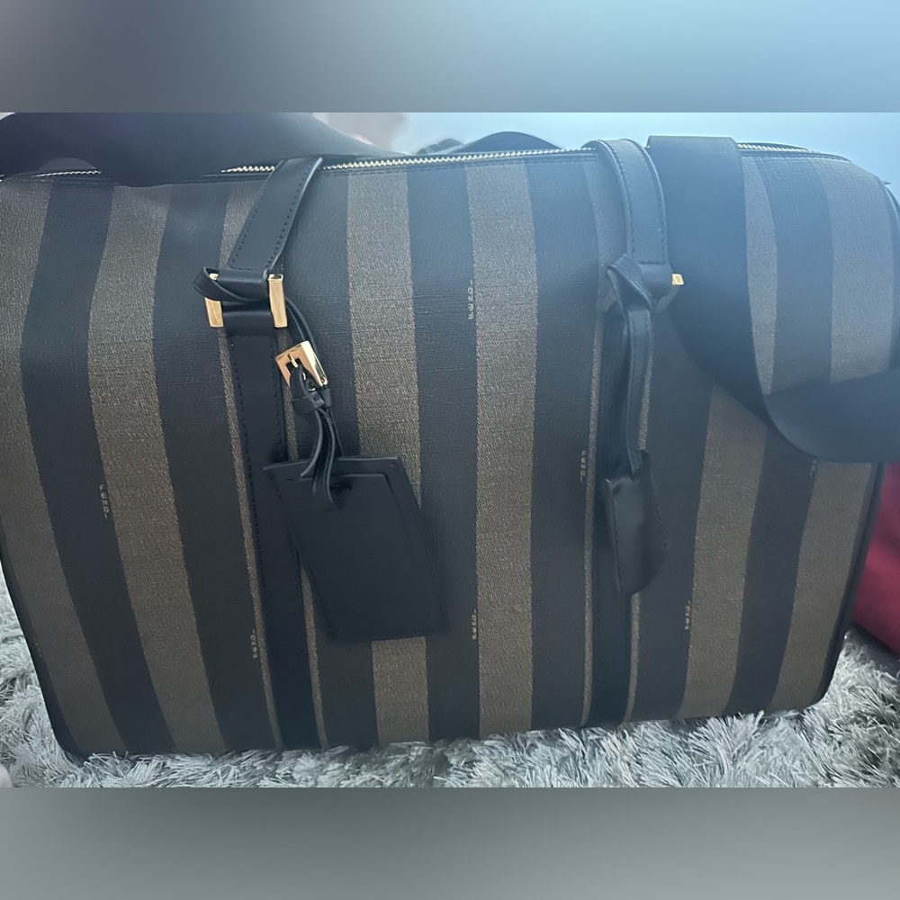 Fendi brown and beige Striped travel Bag